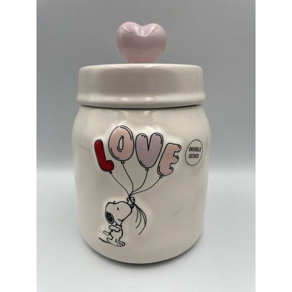 NEW 2025 Rae Dunn Peanuts “Made With Love” Snoopy Valentine's Day Canister Jar - Picture 1 of 10